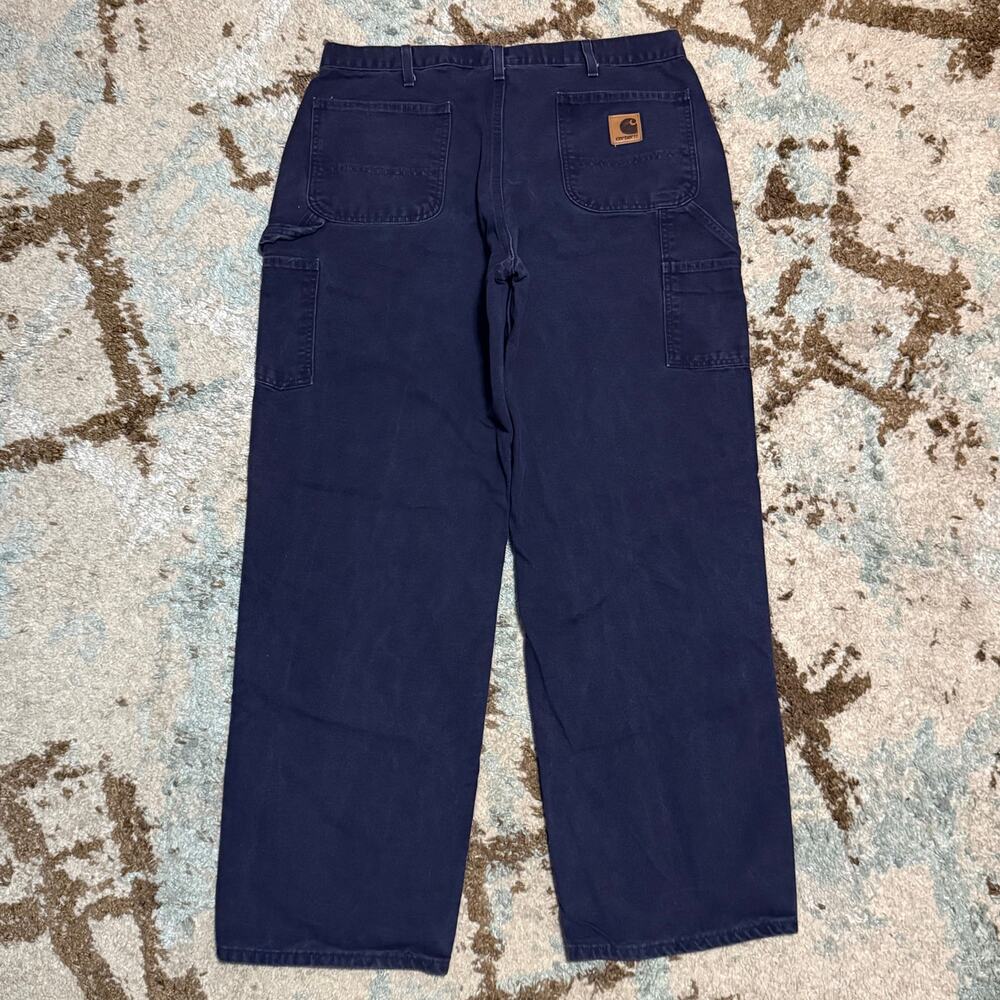 Vintage Carhartt B11 MDT Canvas Carpenter Pants 36x31 Midnight Blue Workwear